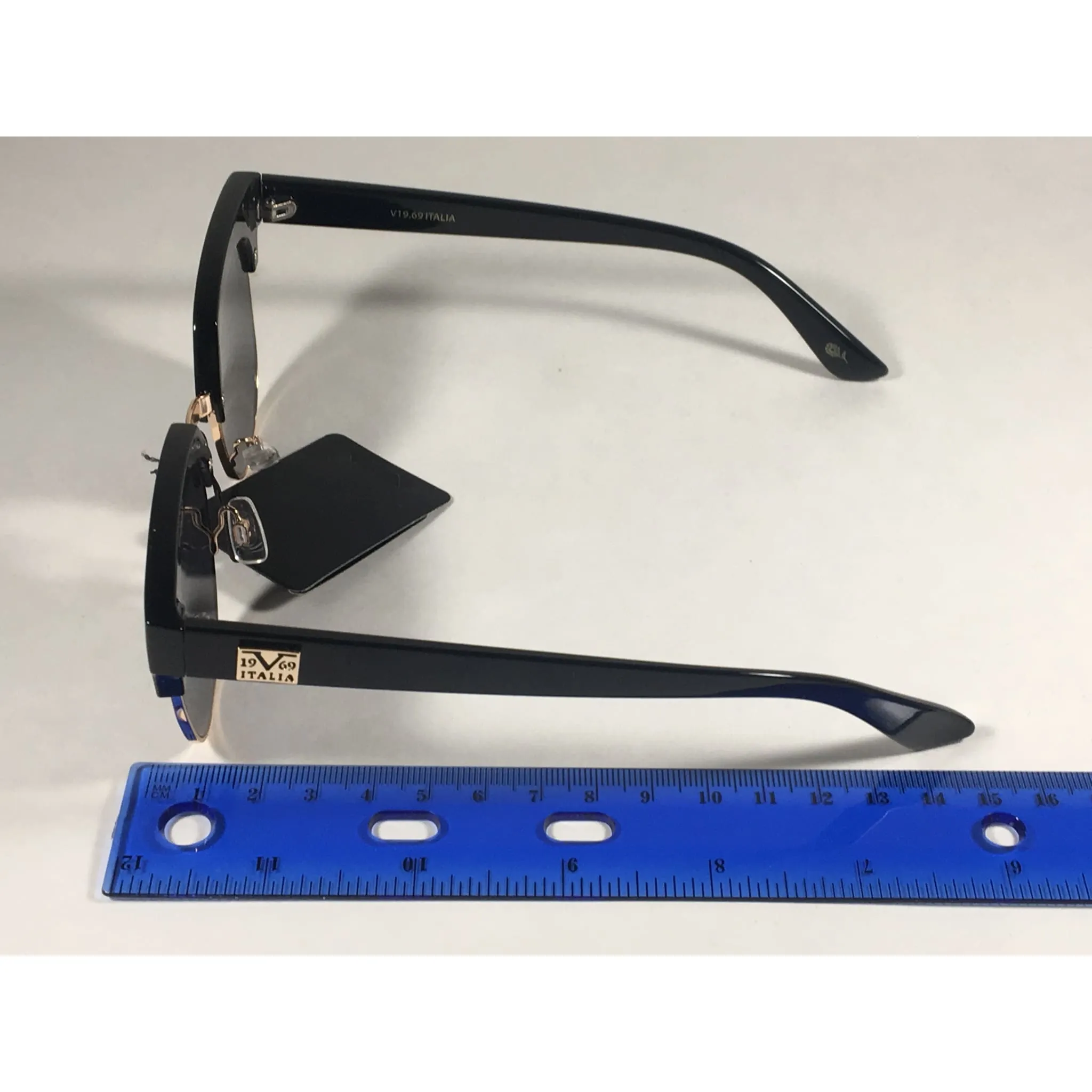Versace 19V69 Italia Valentina Club Sunglasses Black Gold Horn Rim With Gray Lens