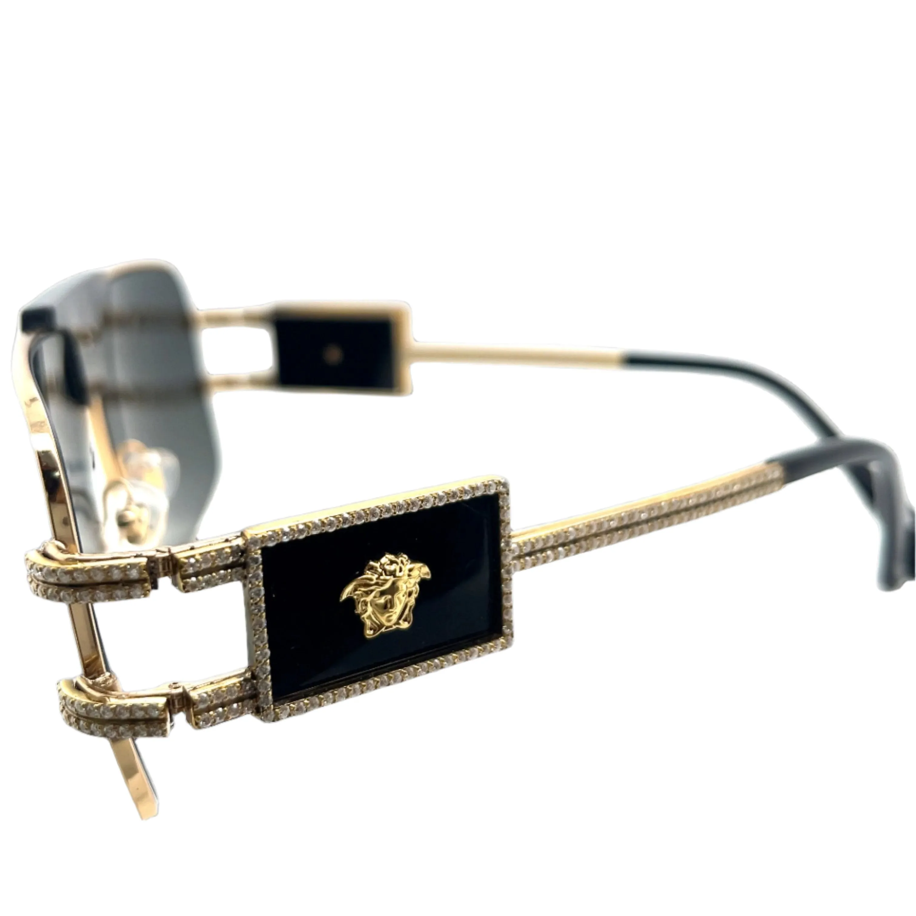 Versace Black Sunglasses with Moissanite Diamonds