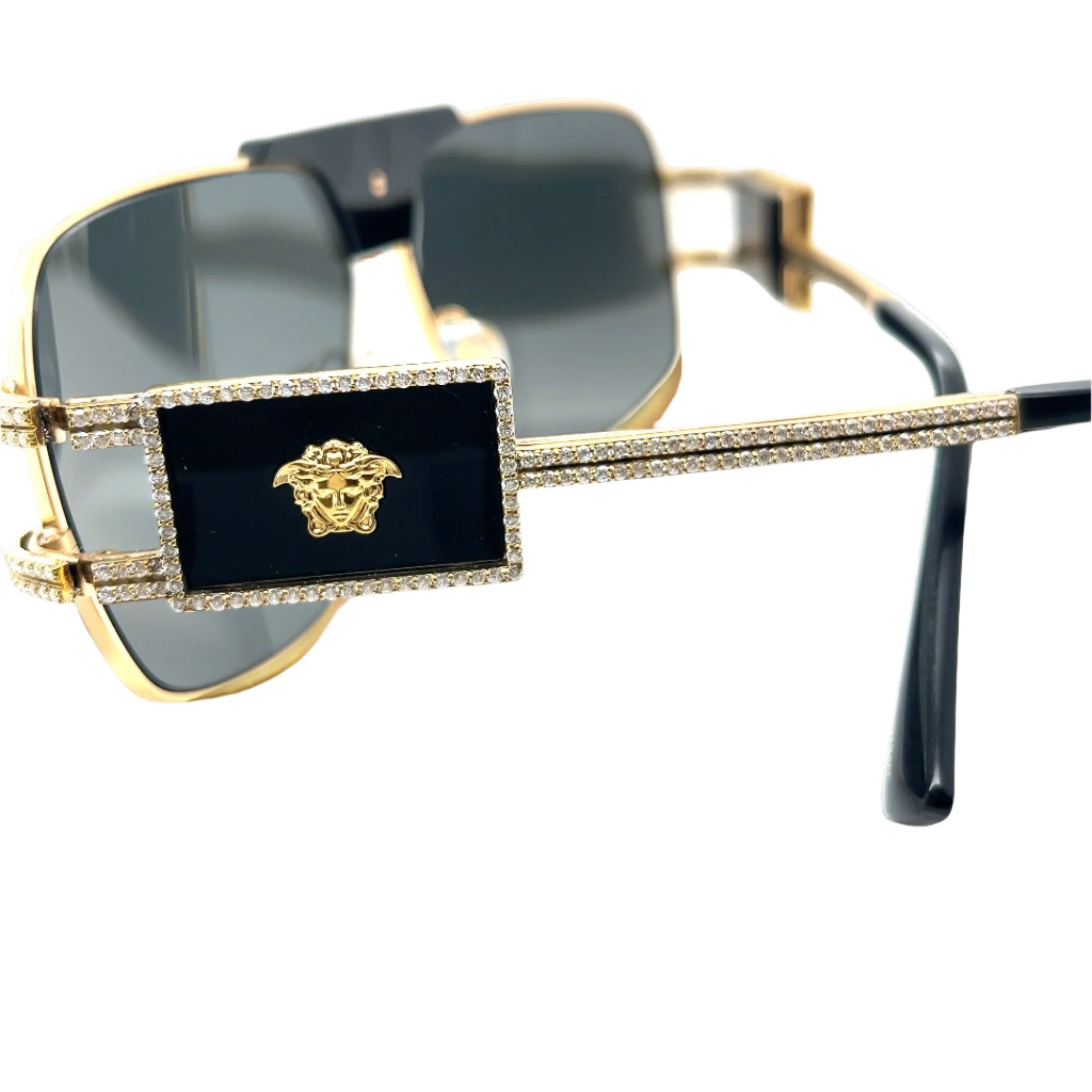 Versace Black Sunglasses with Moissanite Diamonds