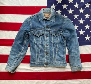 Vintage 1960’s LEVI’S Big E Type 3 Blanket Lined Two Pocket Denim Trucker Jacket  Size XS Made in USA
