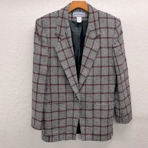 Vintage 80’s Wool Blend Blazer 6 Black White Red