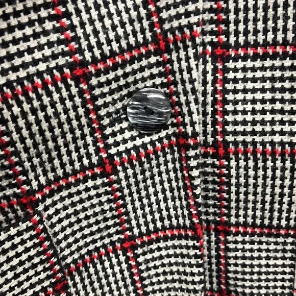 Vintage 80’s Wool Blend Blazer 6 Black White Red