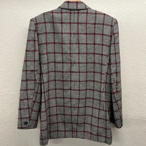 Vintage 80’s Wool Blend Blazer 6 Black White Red