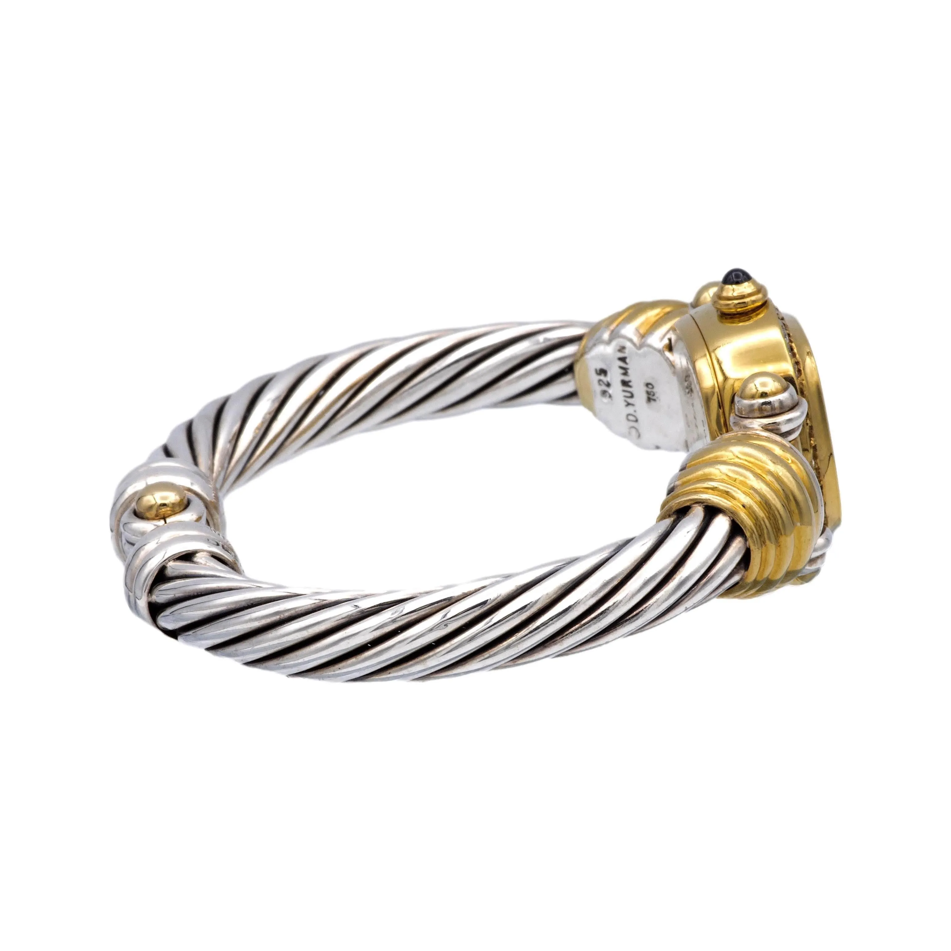 Vintage David Yurman Ladies 18K Yellow Gold Sterling Silver Diamond Wrist Watch
