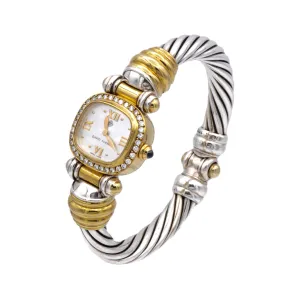 Vintage David Yurman Ladies 18K Yellow Gold Sterling Silver Diamond Wrist Watch