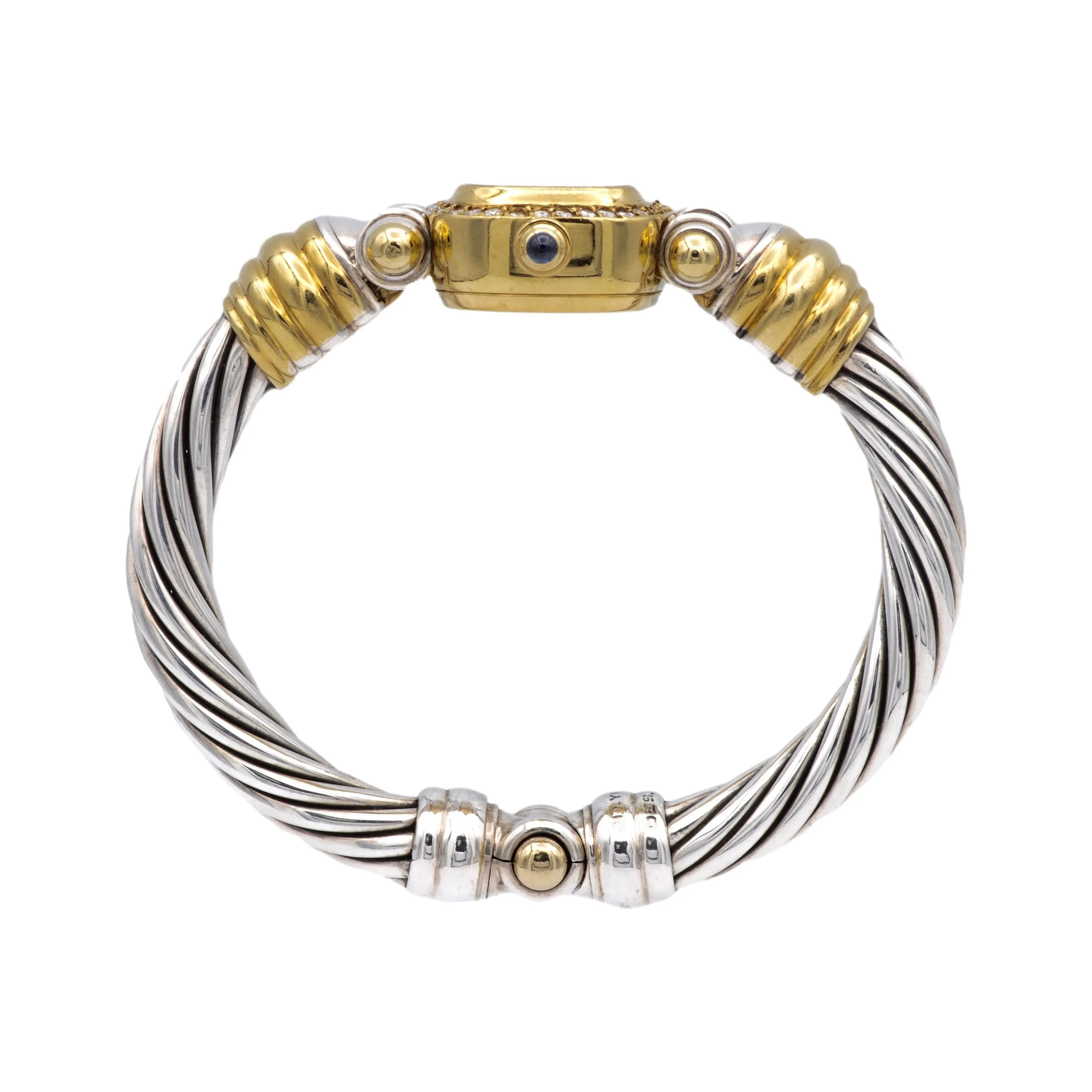 Vintage David Yurman Ladies 18K Yellow Gold Sterling Silver Diamond Wrist Watch