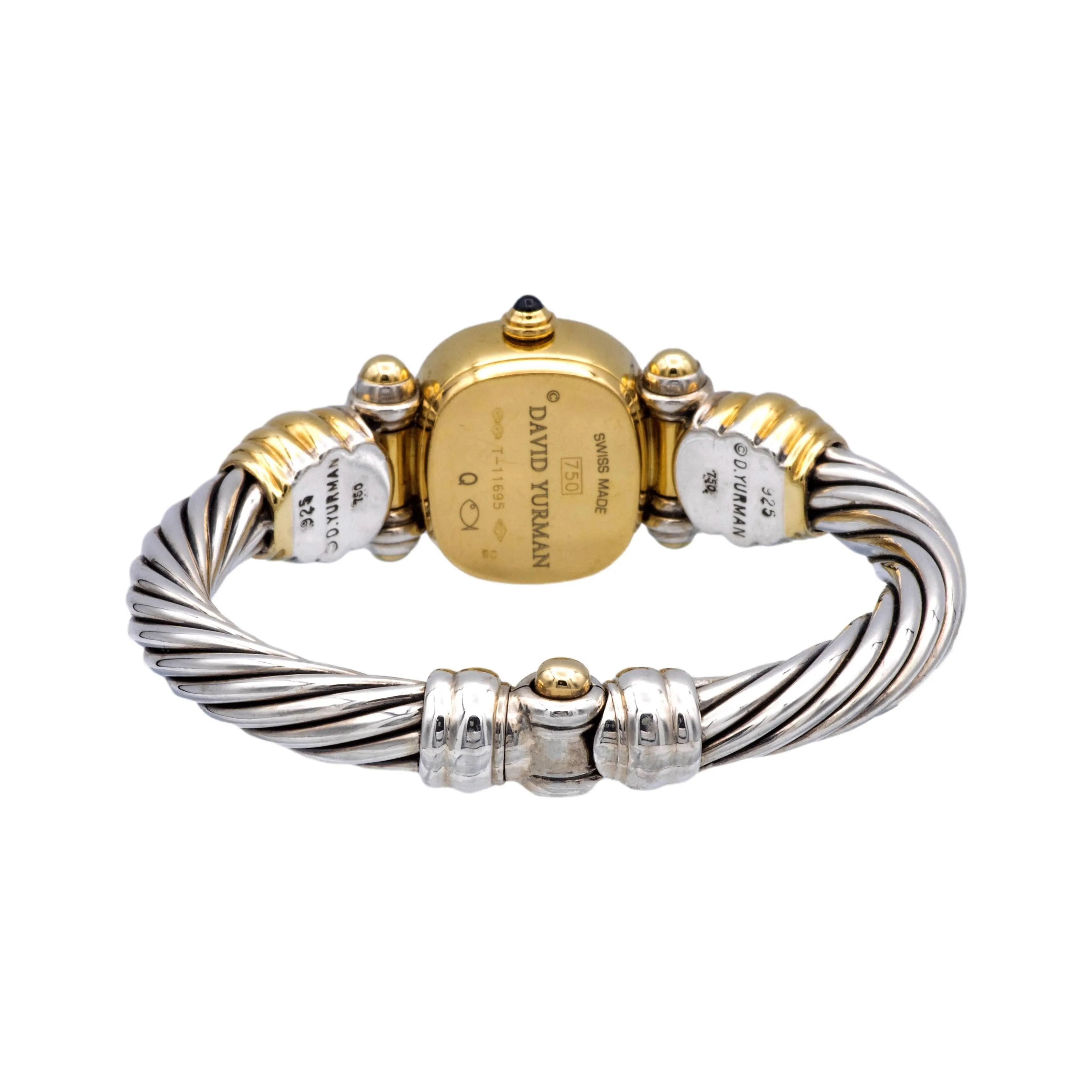 Vintage David Yurman Ladies 18K Yellow Gold Sterling Silver Diamond Wrist Watch