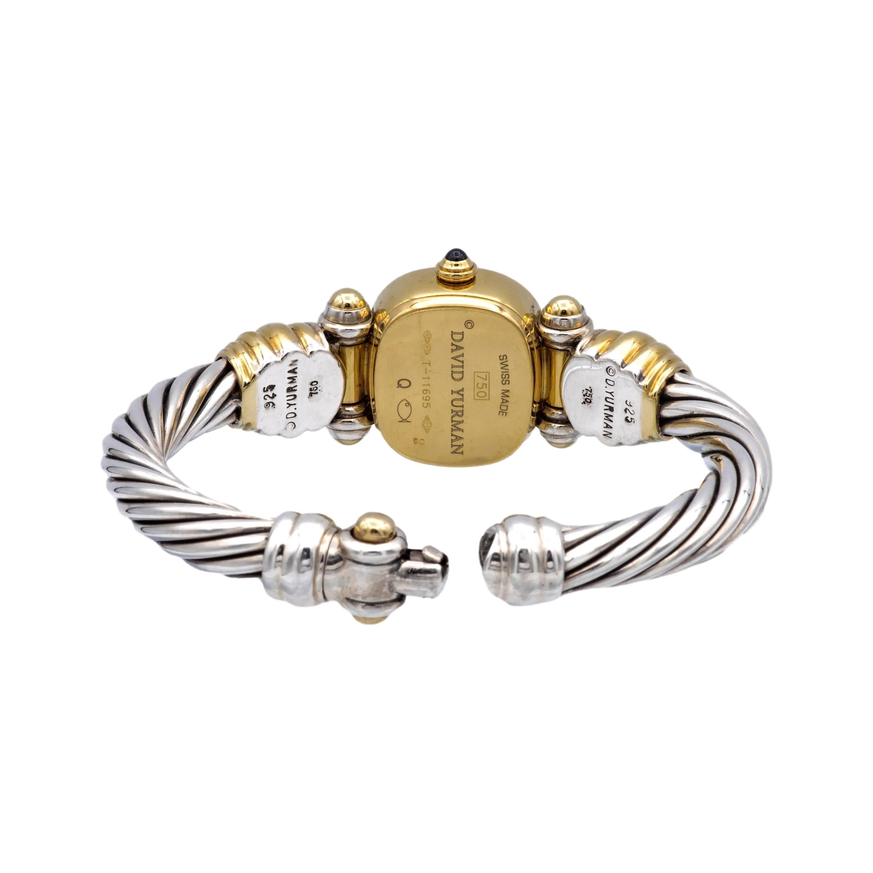 Vintage David Yurman Ladies 18K Yellow Gold Sterling Silver Diamond Wrist Watch