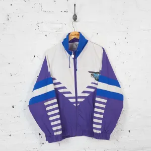 Vintage Hummel Patterned Windbreaker Jacket - Purple/White/Blue - L