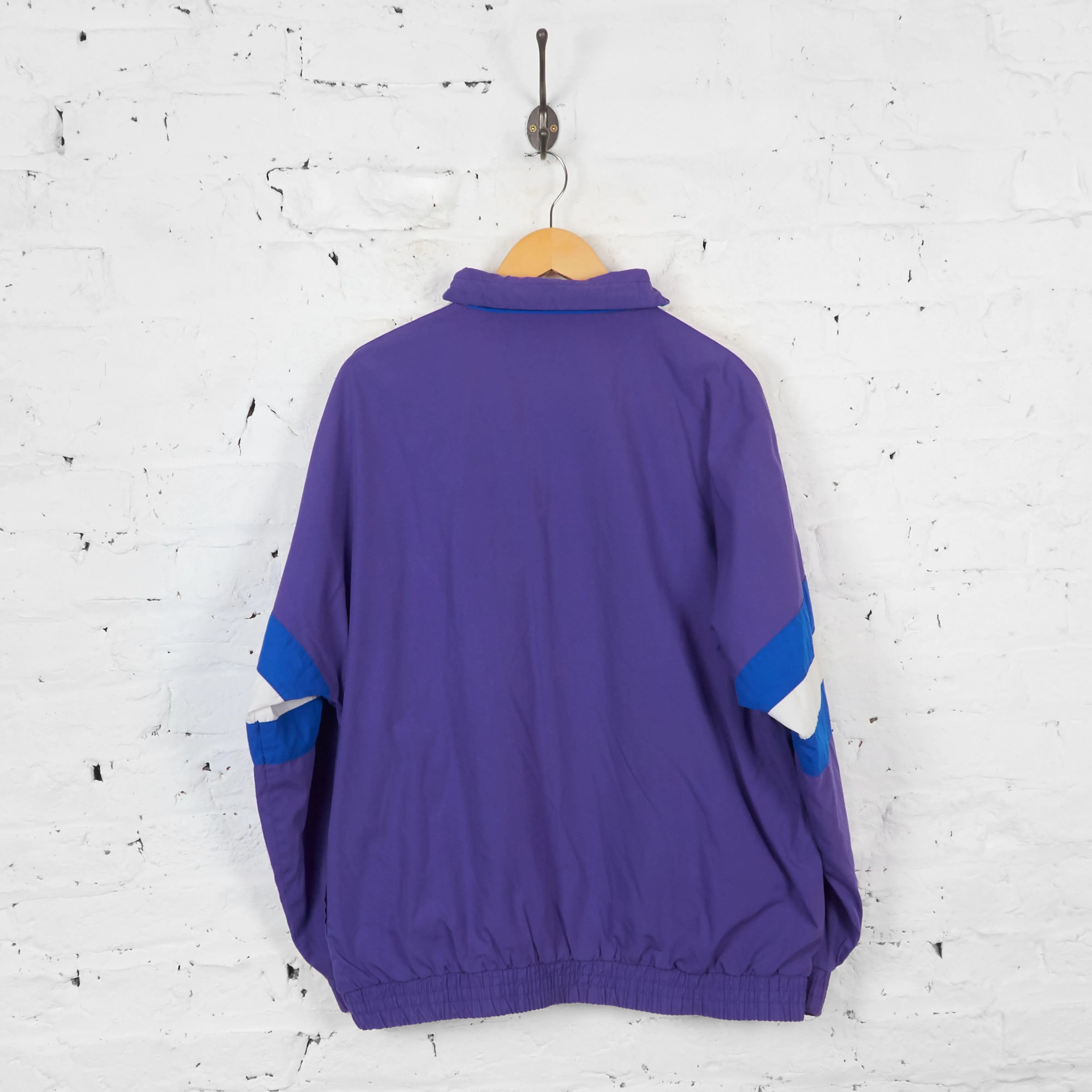 Vintage Hummel Patterned Windbreaker Jacket - Purple/White/Blue - L
