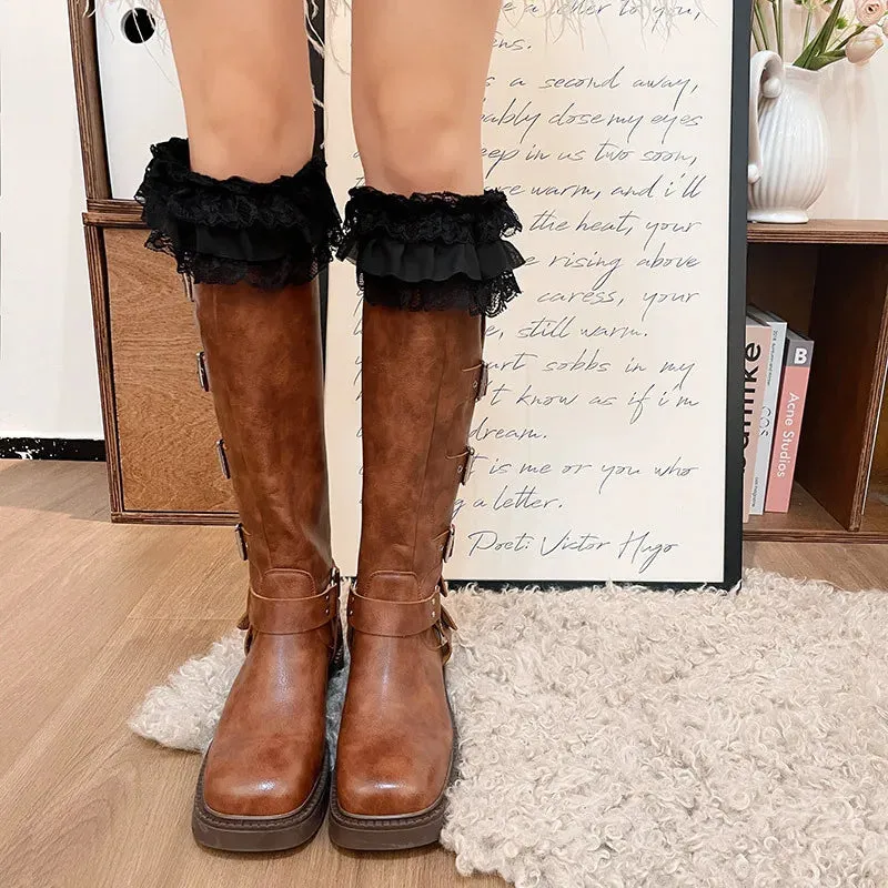 Vintage Y2K Winter Lace Boots Socks