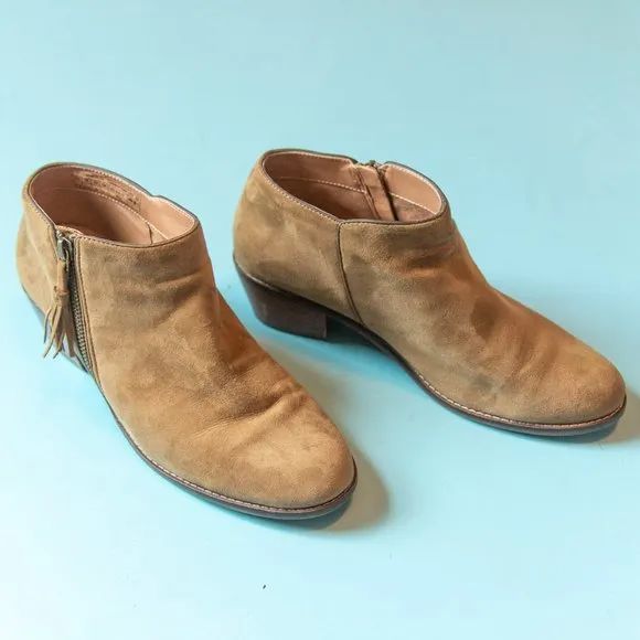 Vionic Serena Green Brown Genuine Leather Suede Low Ankle Bootie Size 8.5