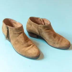 Vionic Serena Green Brown Genuine Leather Suede Low Ankle Bootie Size 8.5