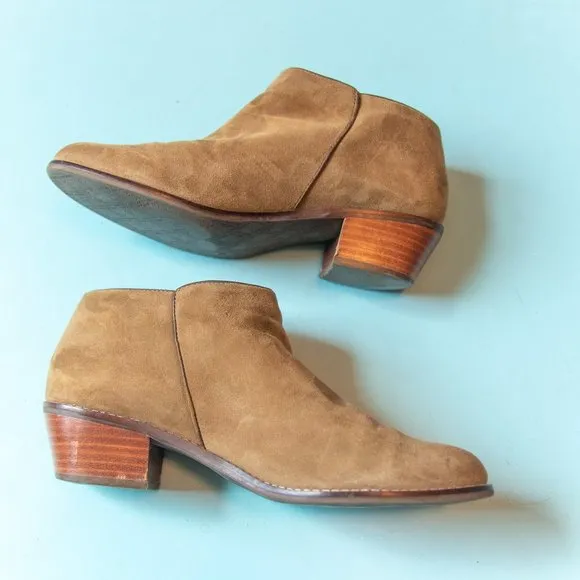 Vionic Serena Green Brown Genuine Leather Suede Low Ankle Bootie Size 8.5