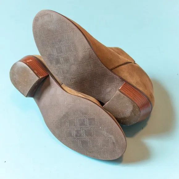 Vionic Serena Green Brown Genuine Leather Suede Low Ankle Bootie Size 8.5
