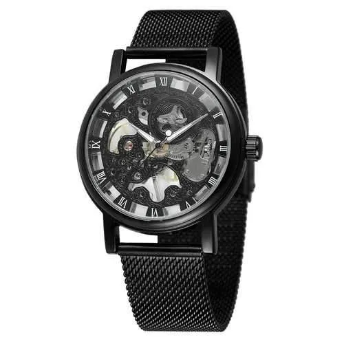 W036 Skeleton Transparent Hand Wind Mechanical Watches