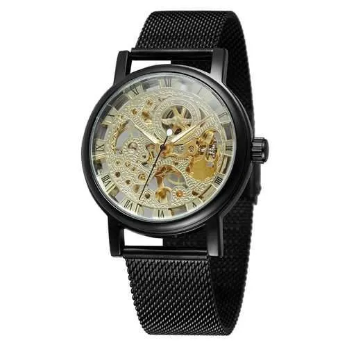 W036 Skeleton Transparent Hand Wind Mechanical Watches