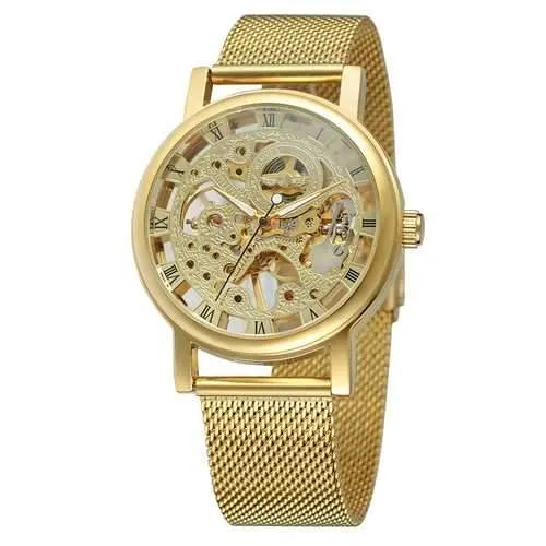 W036 Skeleton Transparent Hand Wind Mechanical Watches
