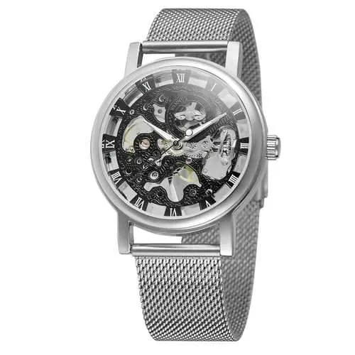 W036 Skeleton Transparent Hand Wind Mechanical Watches