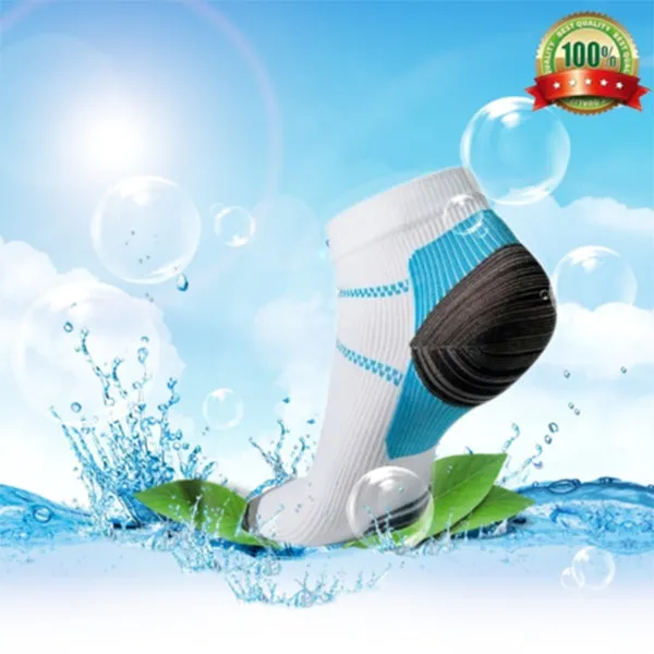 White-Turquoise 6 Pairs Low-Cut Compression Socks 6 pairs（Buy 5 get 1 free）