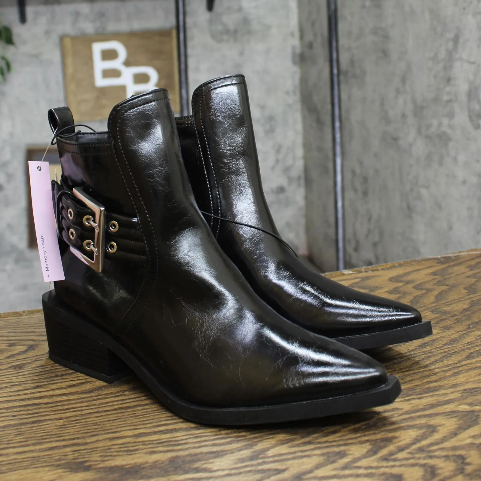 Wild Fable Giovanna Buckle Western Ankle Boots Memory Foam Insole Black 7.5M