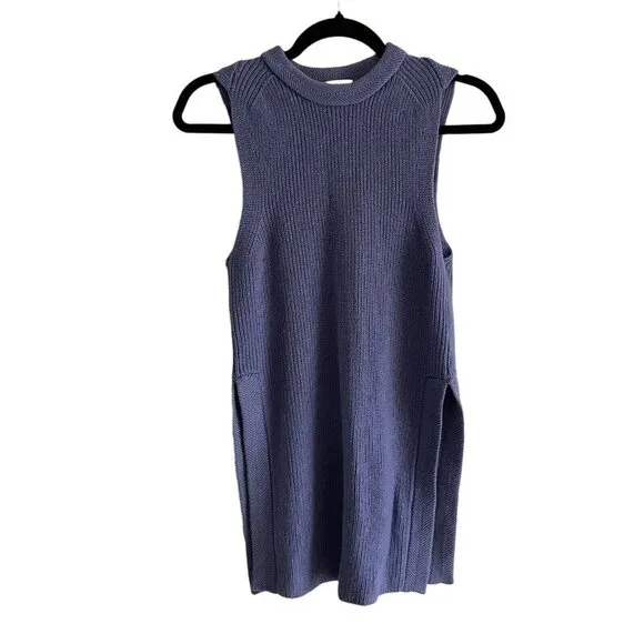 Wilfred Women S Periwinkle Italian Wool Side Slits Tunic Palmier Sweater Tank