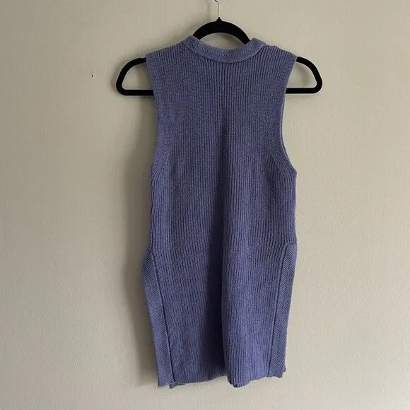 Wilfred Women S Periwinkle Italian Wool Side Slits Tunic Palmier Sweater Tank