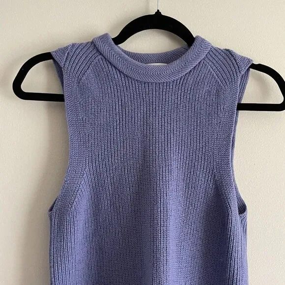 Wilfred Women S Periwinkle Italian Wool Side Slits Tunic Palmier Sweater Tank