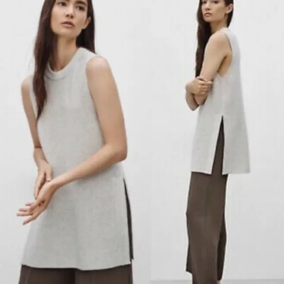 Wilfred Women S Periwinkle Italian Wool Side Slits Tunic Palmier Sweater Tank