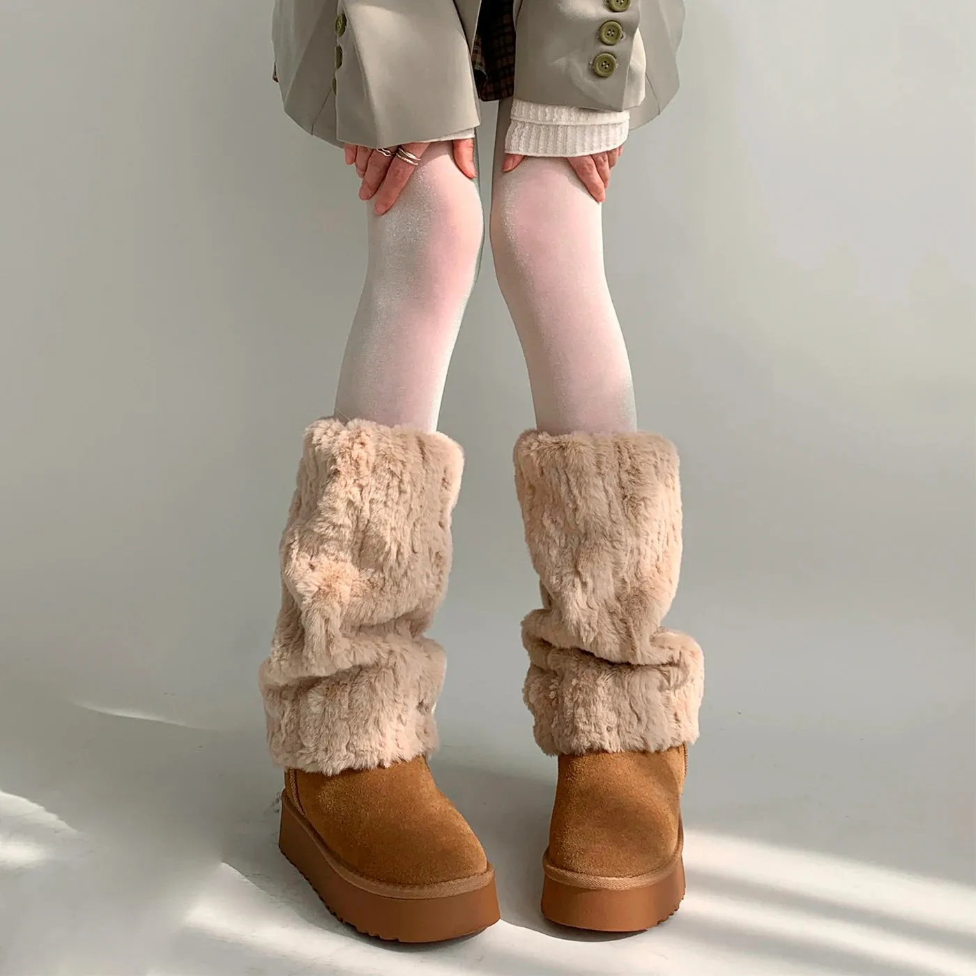 Winter Fluffy Faux Fur Boots Covers – Cozy Y2K Leg Warmers for Mid-Calf Warmth