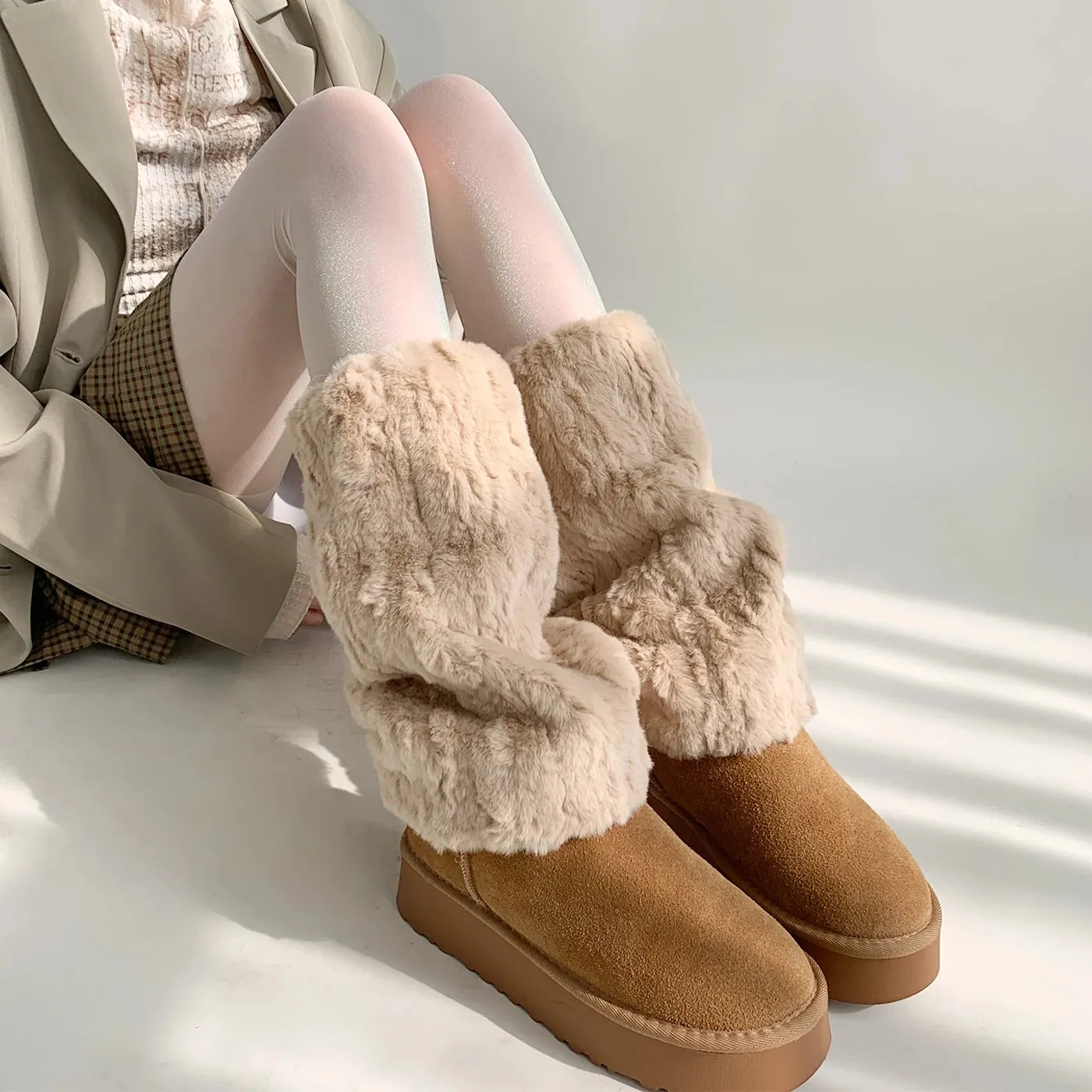 Winter Fluffy Faux Fur Boots Covers – Cozy Y2K Leg Warmers for Mid-Calf Warmth