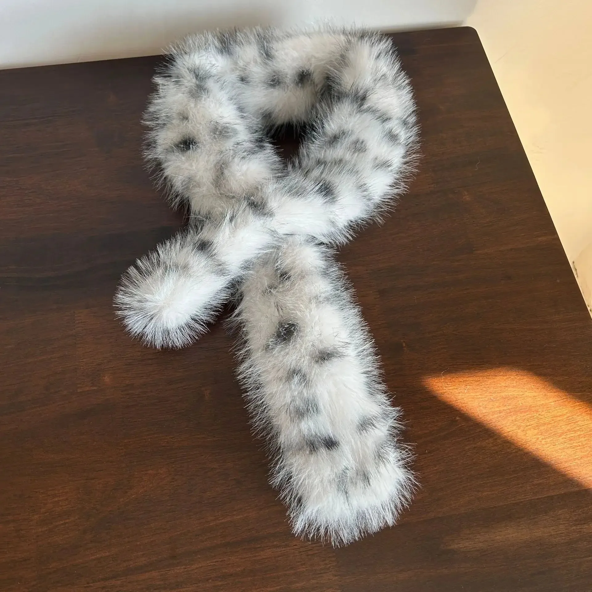 Winter Leopard Print Faux Fur Leg Warmers – Y2K Plush Punk Chain PU Belt, Harajuku Thickened Boots Cover, Fluffy Socks