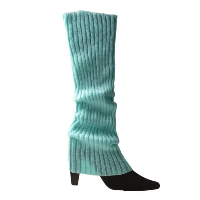 Women 80s Fluorescent Neon Colored Knit Leg Warmers
