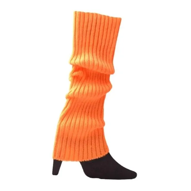 Women 80s Fluorescent Neon Colored Knit Leg Warmers