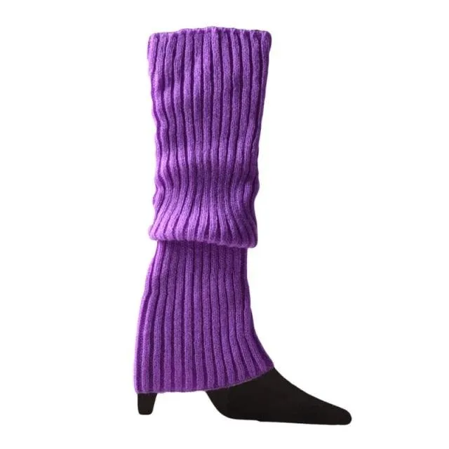 Women 80s Fluorescent Neon Colored Knit Leg Warmers