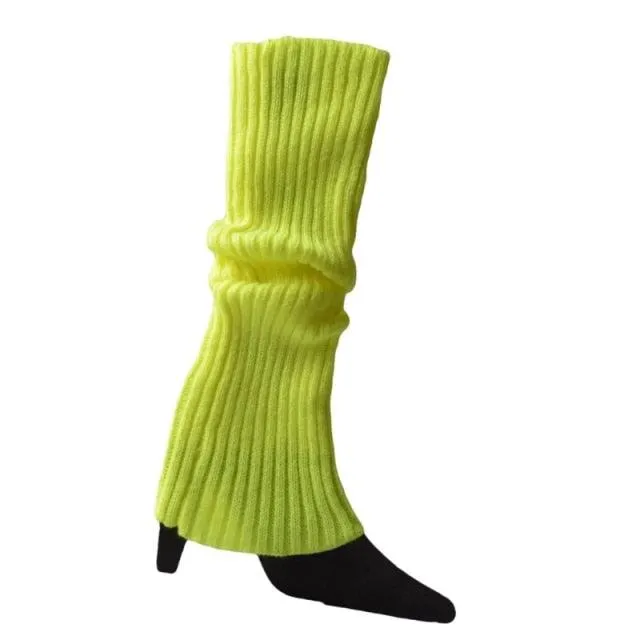 Women 80s Fluorescent Neon Colored Knit Leg Warmers