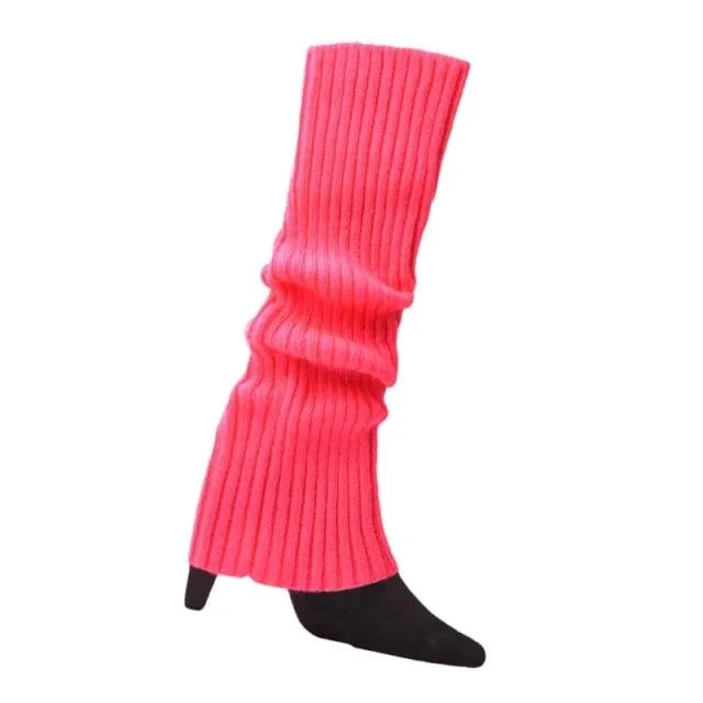 Women 80s Fluorescent Neon Colored Knit Leg Warmers