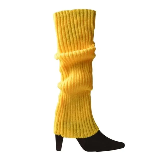 Women 80s Fluorescent Neon Colored Knit Leg Warmers