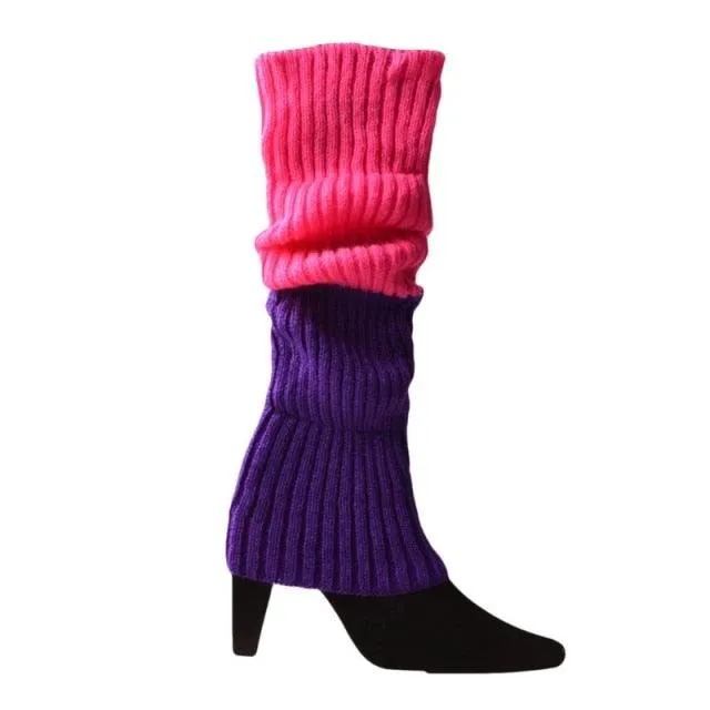Women 80s Fluorescent Neon Colored Knit Leg Warmers