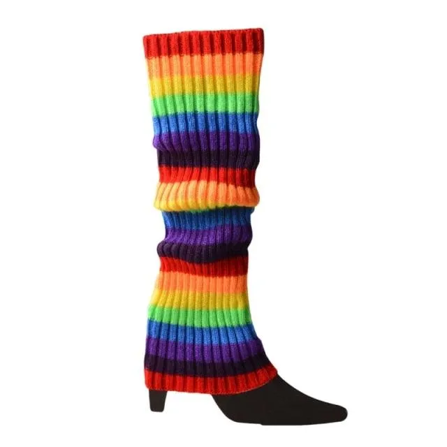 Women 80s Fluorescent Neon Colored Knit Leg Warmers