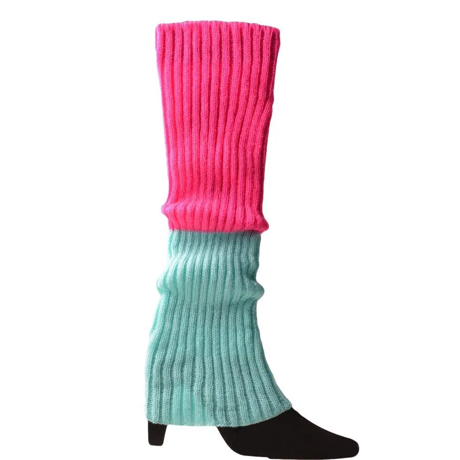 Women 80s Fluorescent Neon Colored Knit Leg Warmers
