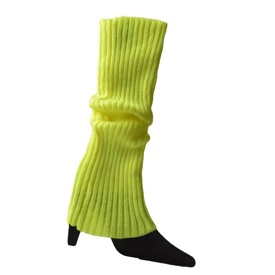Women 80s Fluorescent Neon Colored Knit Leg Warmers