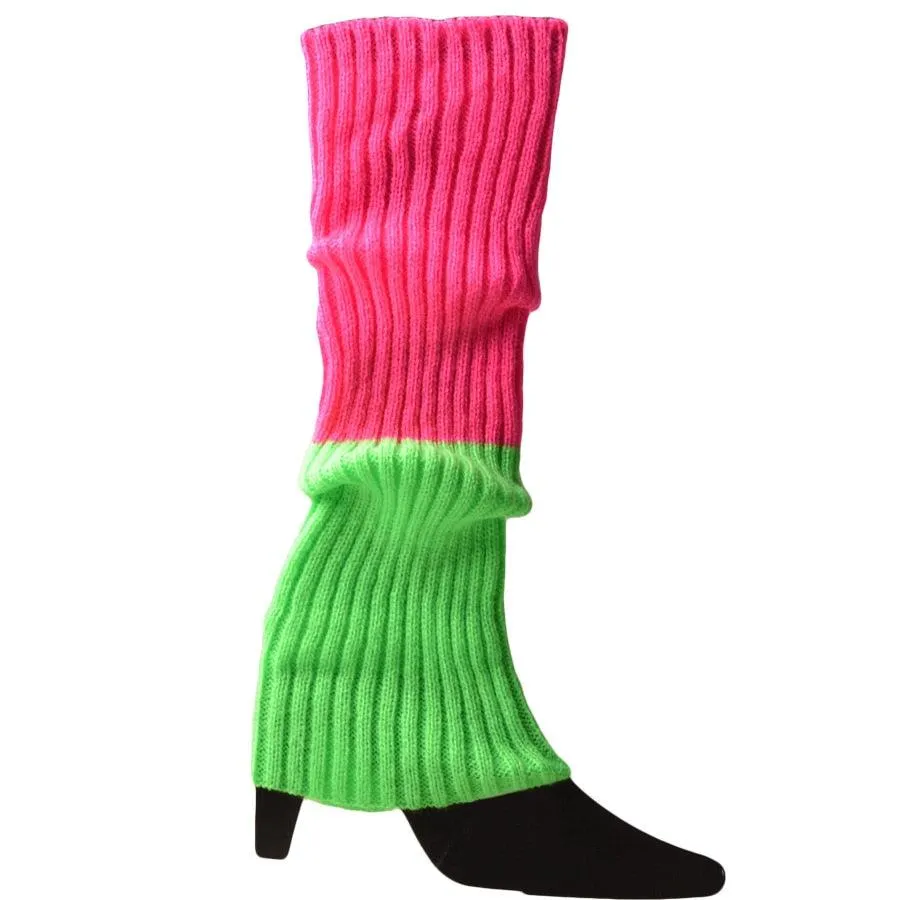 Women 80s Fluorescent Neon Colored Knit Leg Warmers