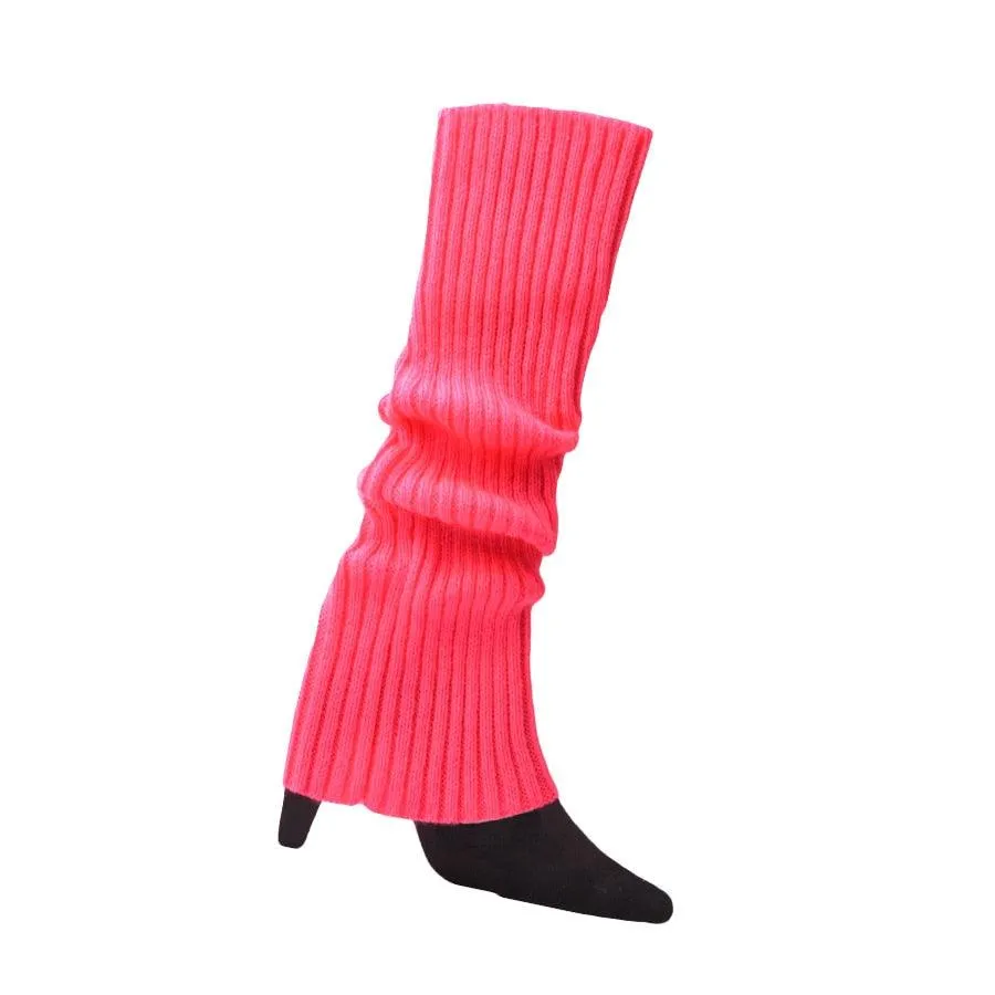 Women 80s Fluorescent Neon Colored Knit Leg Warmers