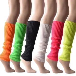 Women 80s Fluorescent Neon Colored Knit Leg Warmers