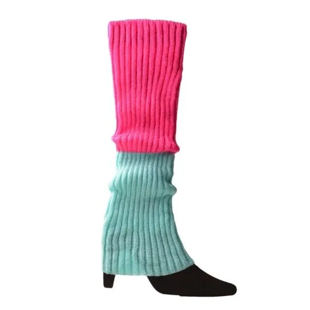 Women 80s Fluorescent Neon Colored Knit Leg Warmers