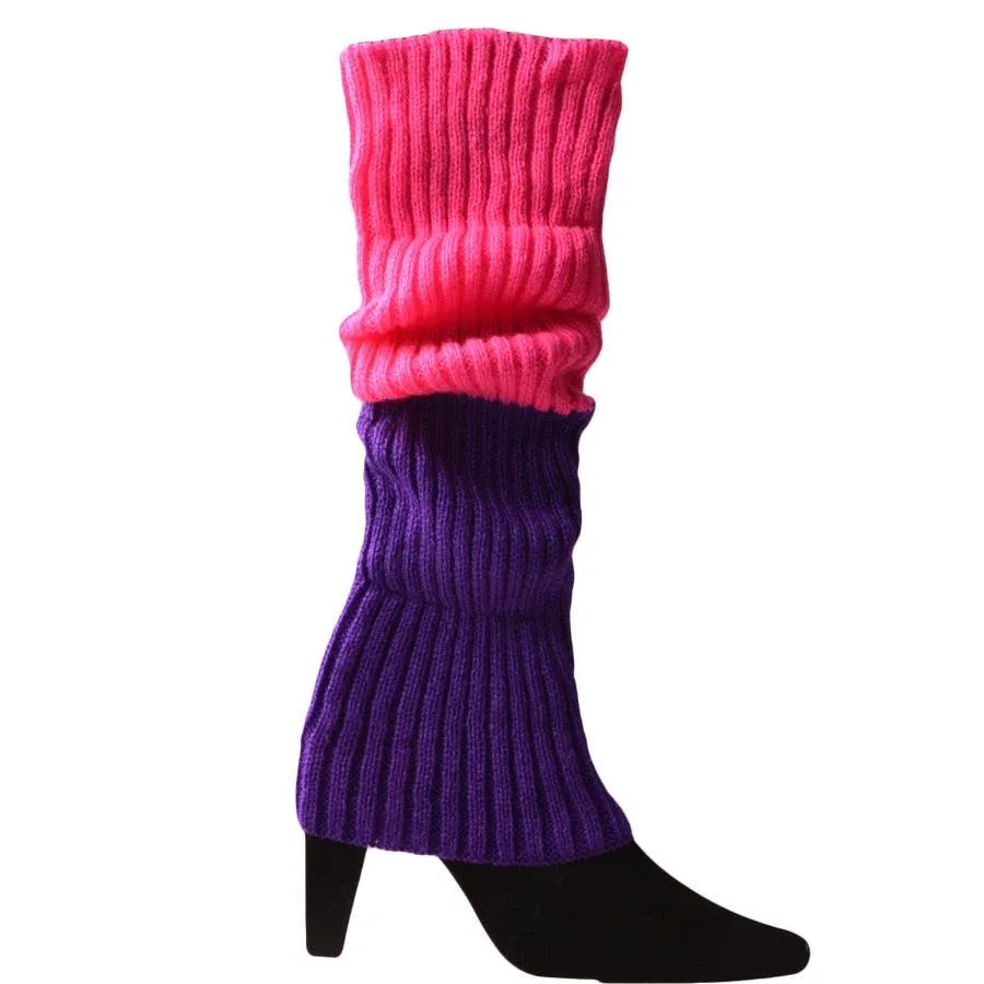 Women 80s Fluorescent Neon Colored Knit Leg Warmers