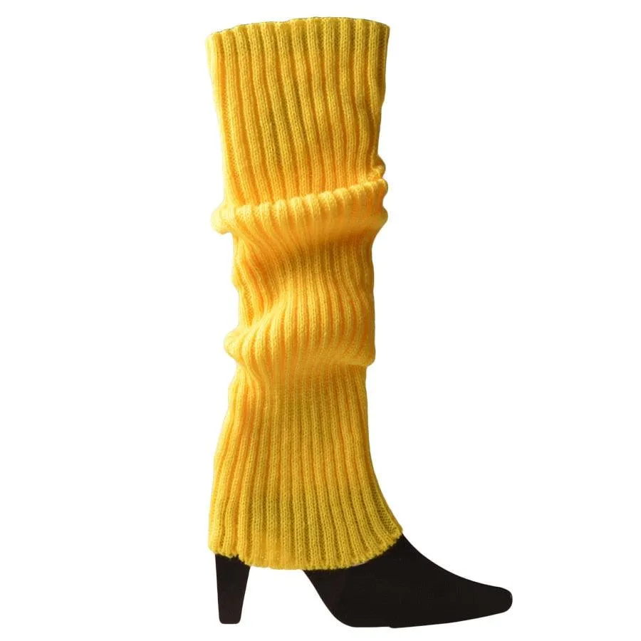 Women 80s Fluorescent Neon Colored Knit Leg Warmers