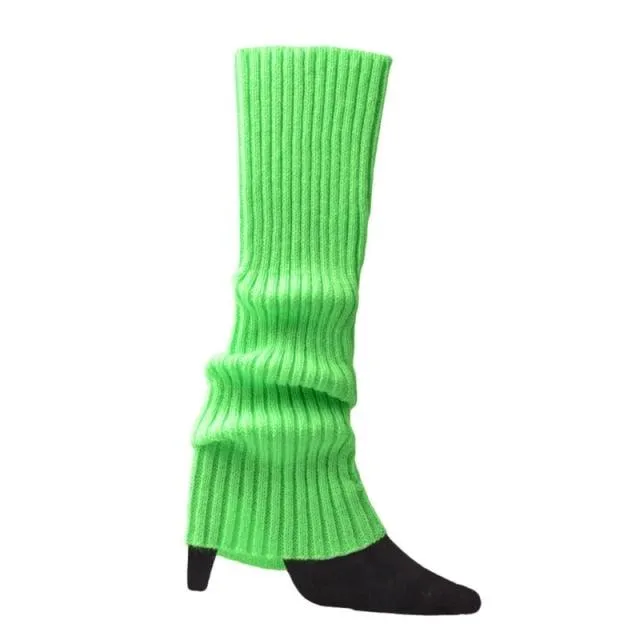 Women 80s Fluorescent Neon Colored Knit Leg Warmers