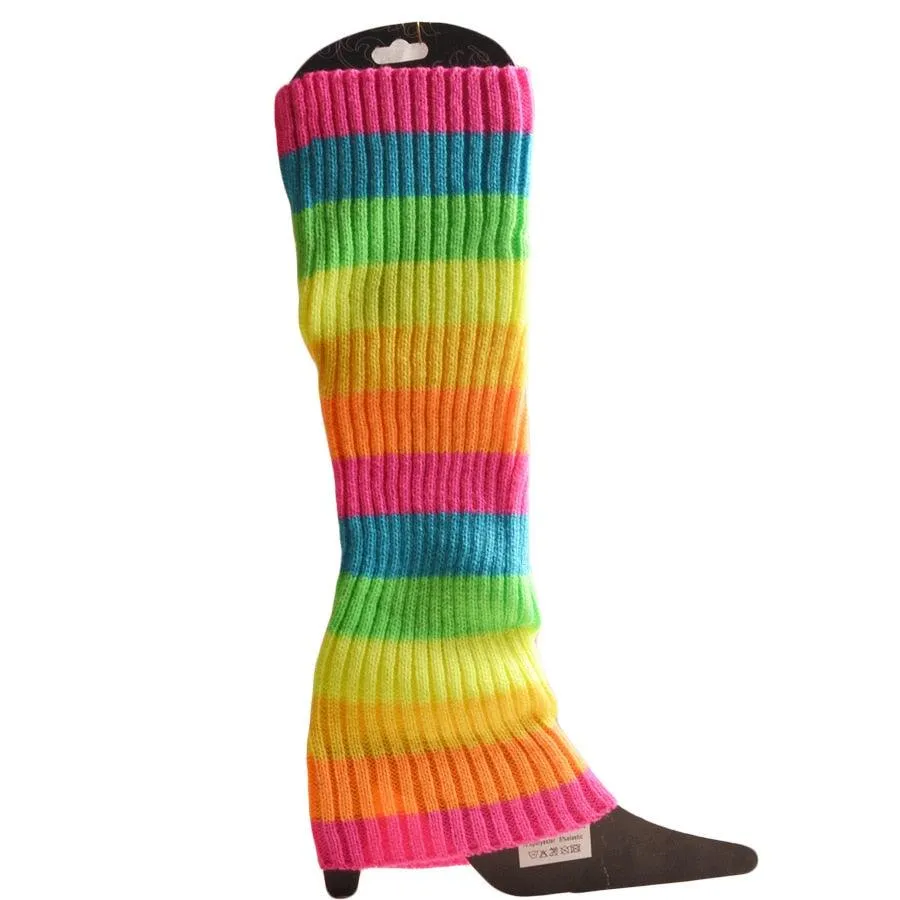Women 80s Fluorescent Neon Colored Knit Leg Warmers